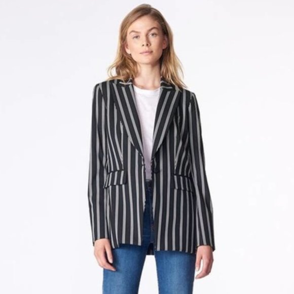 Veronica Beard Petra Striped Stripe Blogger Favorite Black White Blazer Jacket 2 - Picture 6 of 11